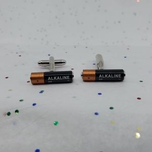 Men's Stainless Steel Novelty Battery Bullet Back Closure Cufflinks Accessories